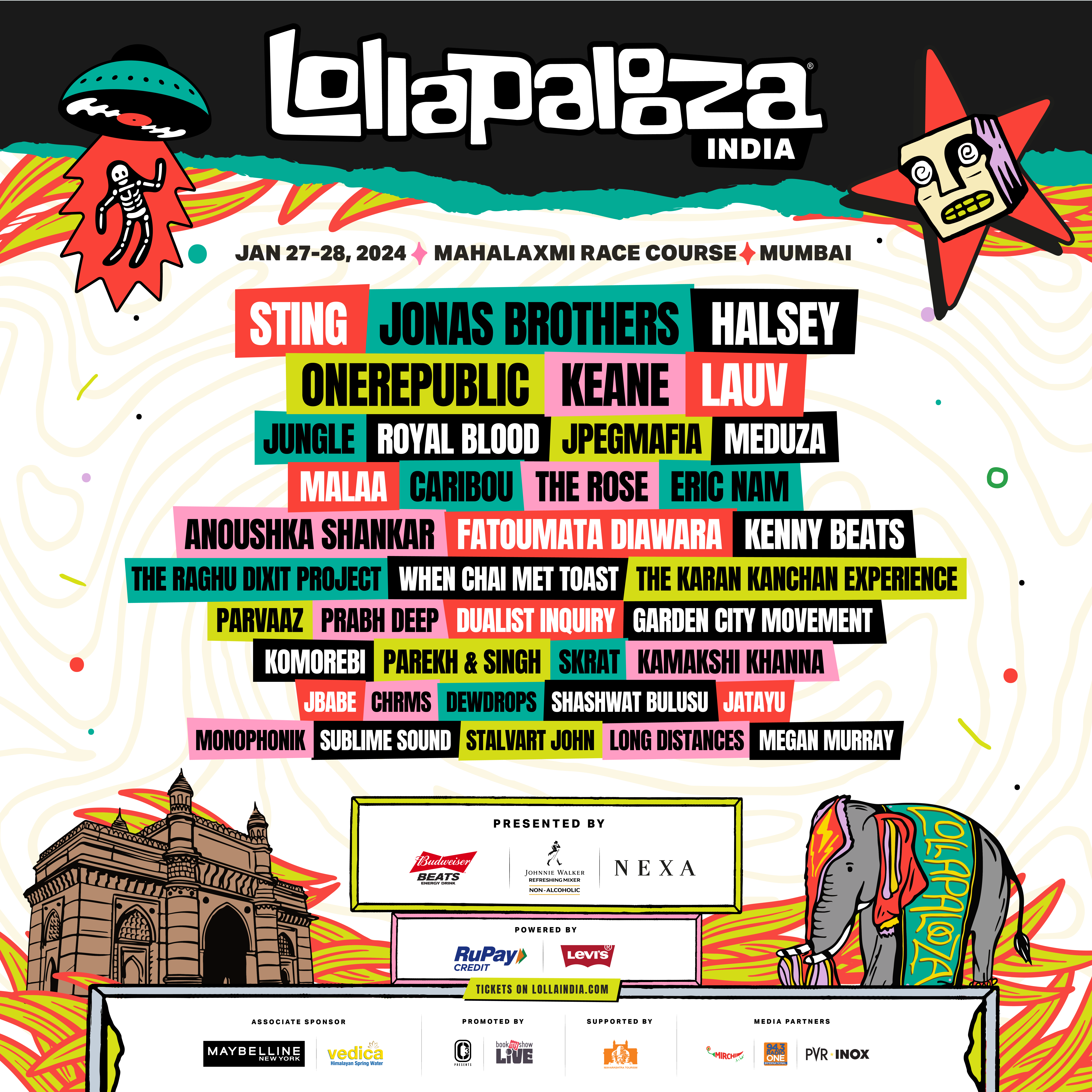 Lolla India 2024 - Lineup Poster - Square